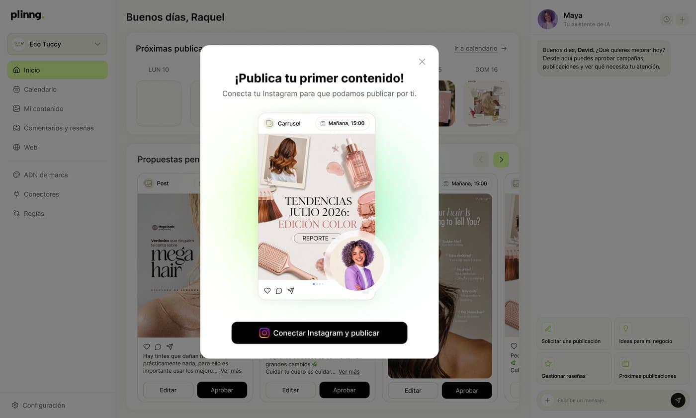 instagram connection in Plinng via Zernio API
