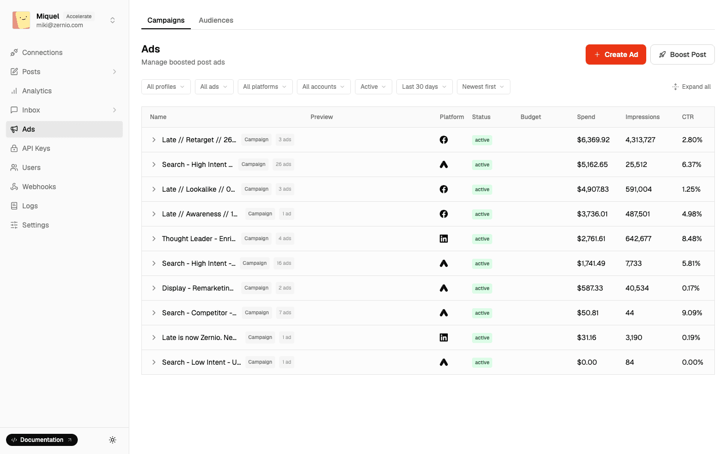 Google Ads dashboard