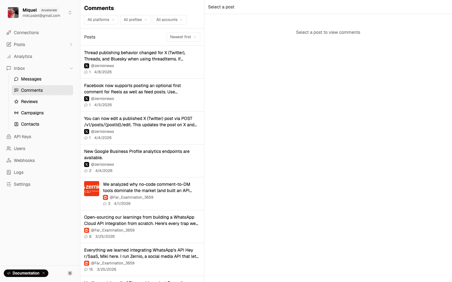 Comments management