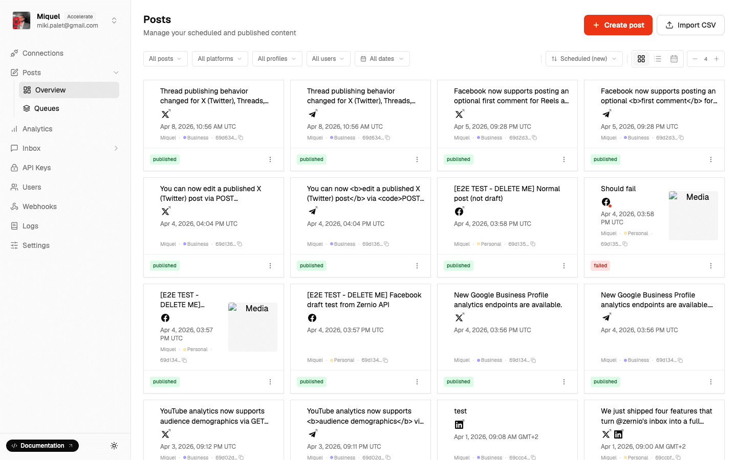 Posts with first comments