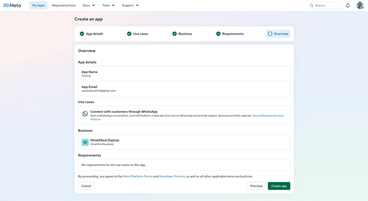 create whatsapp app