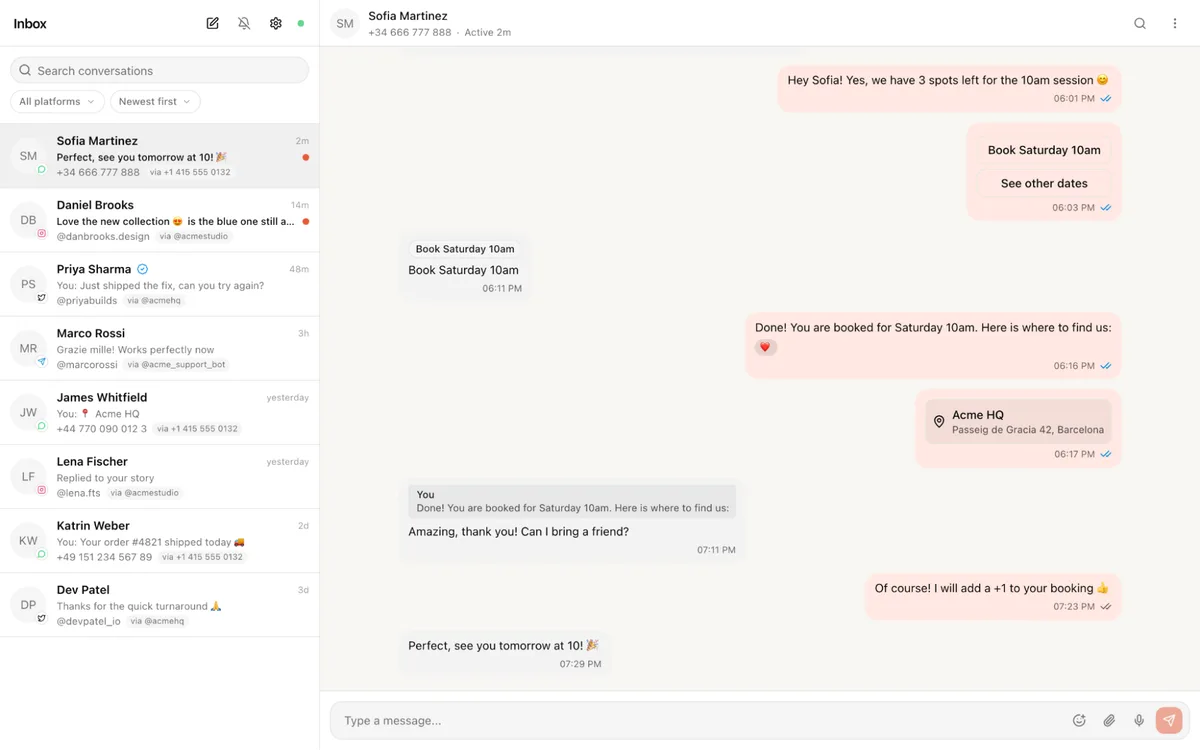 Unified inbox for messaging