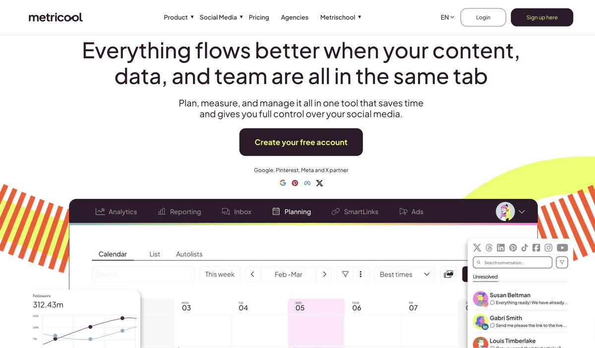 Metricool social media scheduling tool
