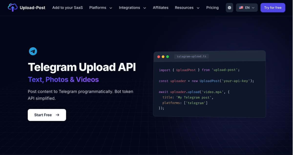 Upload-Post has telegram support