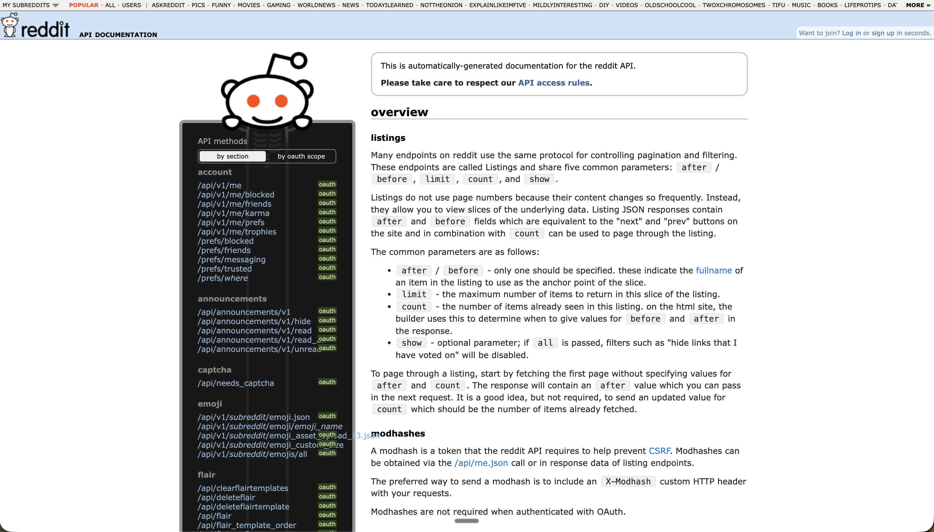 Reddit API for developers