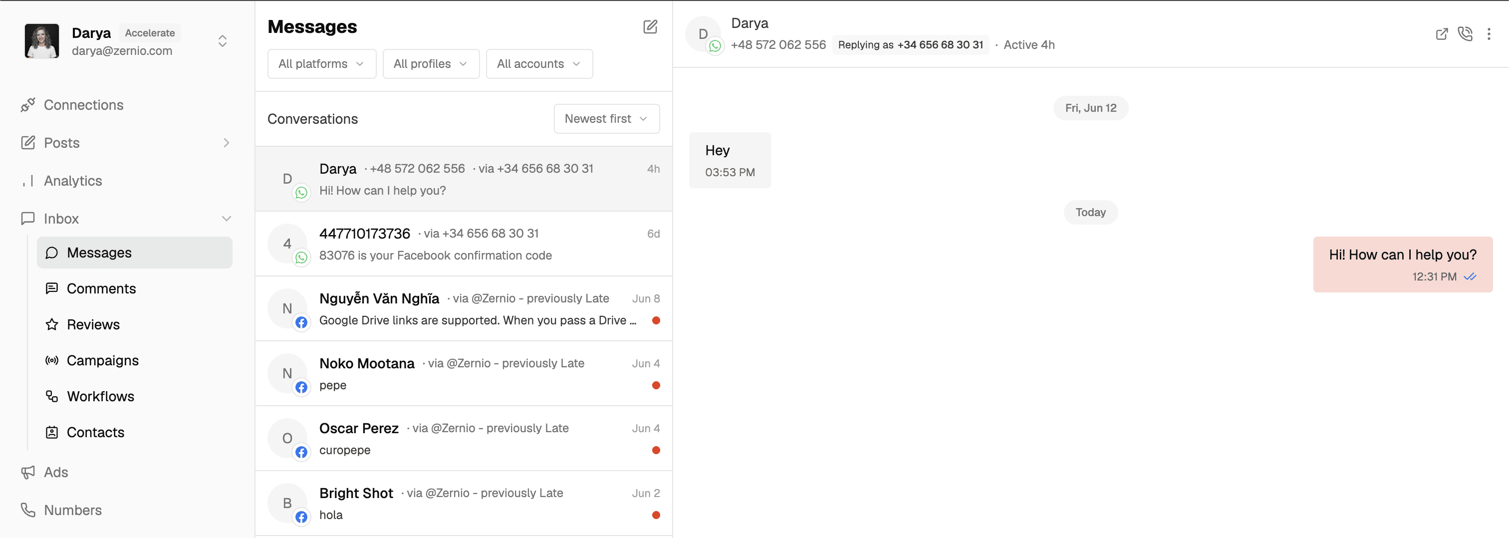 Unified messaging inbox