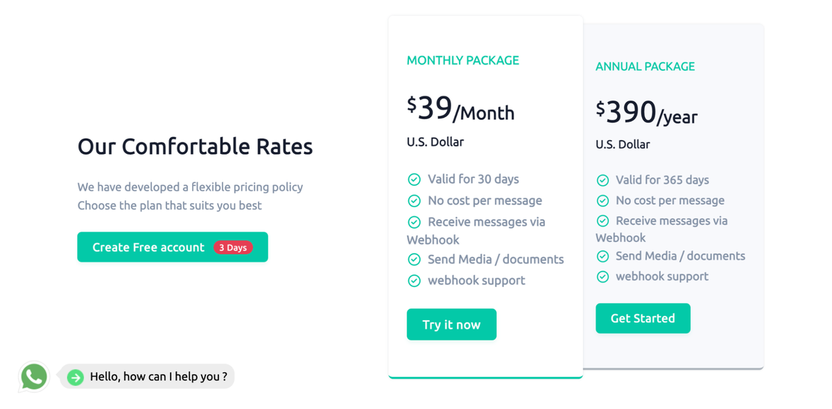 UltraMSG pricing