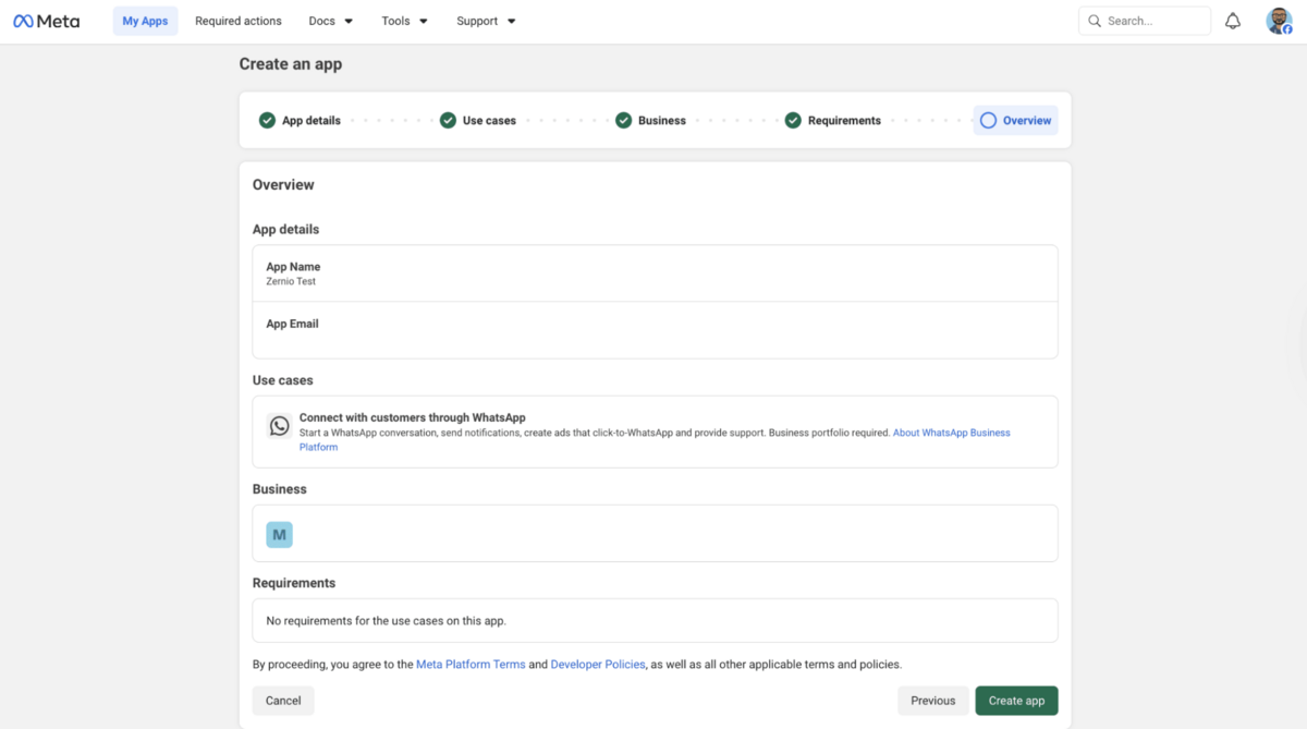 Create WhatsApp app