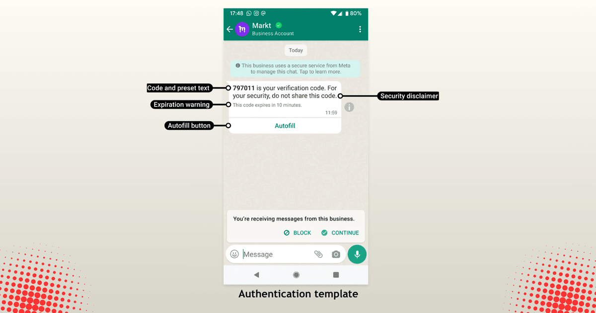 WhatsApp authentication template