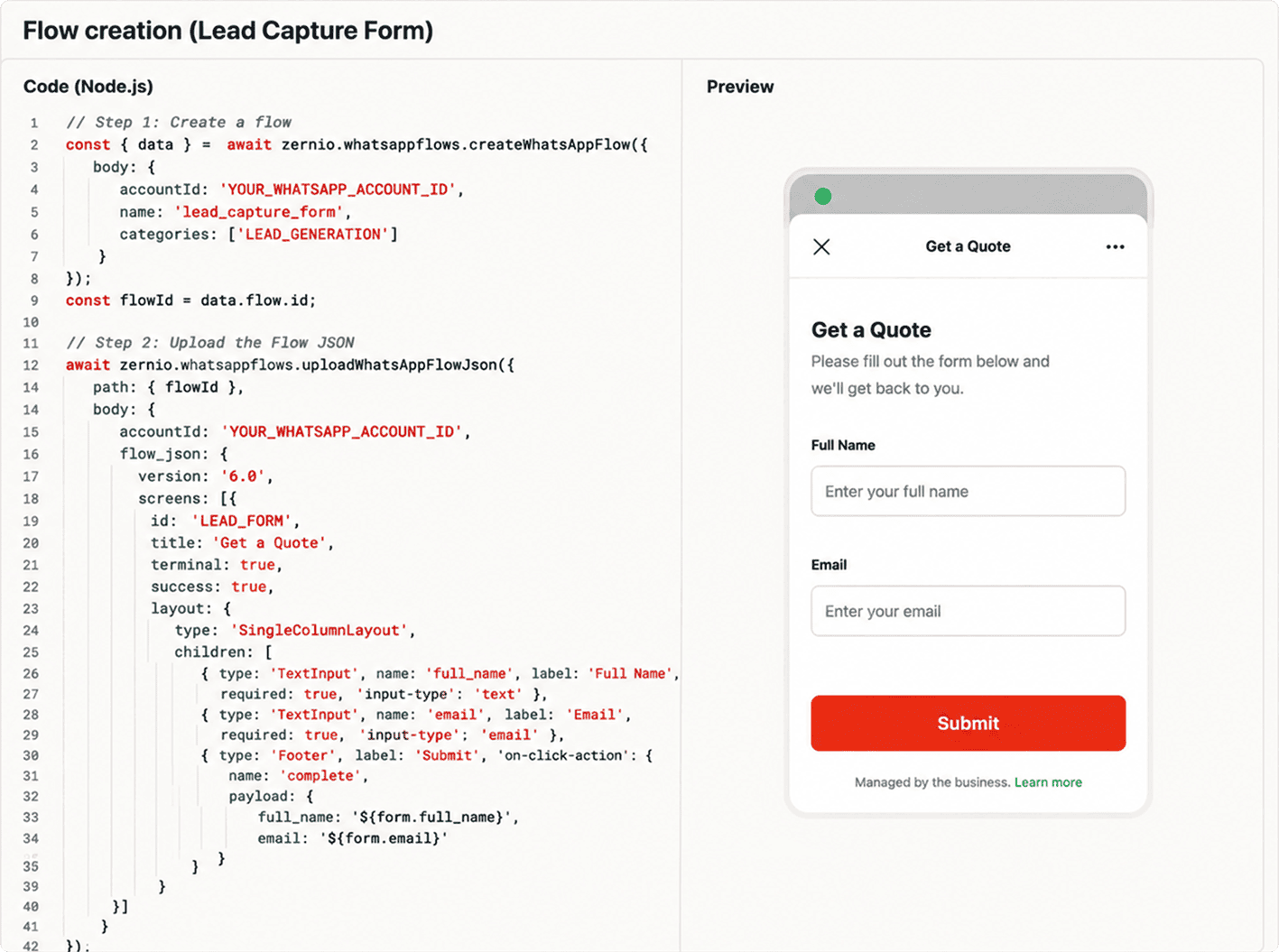 whatsapp flow in Zernio